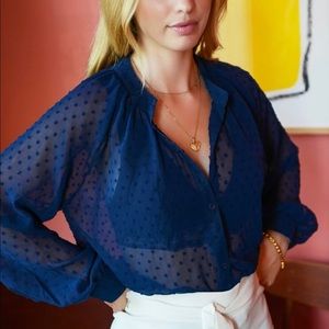 Sheer dot blouse 💙 navy blue